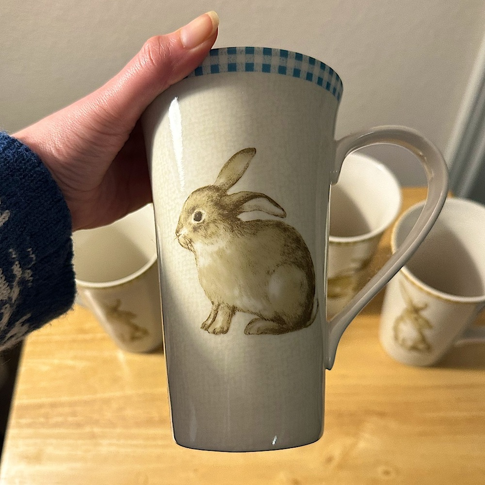 “Bunny Land” Set of 4 Tall Mugs